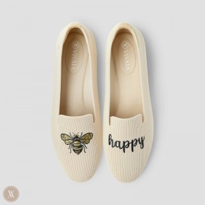 VIVAIA Audrey Round-Toe Embroidered Slipper Damen Weiß Weiß Deutschland | XWT-6544