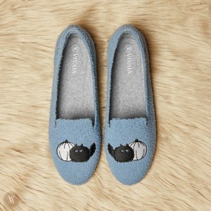 VIVAIA Audrey Round-Toe Terry Knit Slipper Damen Grau Blau Deutschland | PET-0340