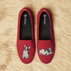 VIVAIA Audrey Round-Toe Terry Knit Slipper Damen Rot Deutschland | EXA-2615