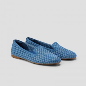 VIVAIA Audrey Round-Toe Woven Knit Slipper Damen Denim Woven Deutschland | BUZ-7088