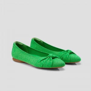 VIVAIA Bibi Round-Toe Knotted Flache Schuhe Damen Grün Deutschland | MXN-6649