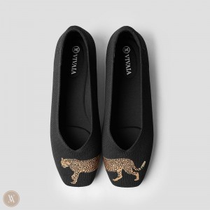 VIVAIA Margot 2.0 Square-Toe V-Cut Flache Schuhe Damen Schwarz Deutschland | PCT-8382