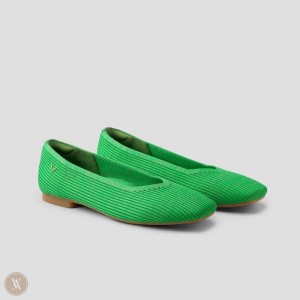 VIVAIA Margot 2.0 Square-Toe V-Cut Flache Schuhe Damen Grün Deutschland | PGZ-0664