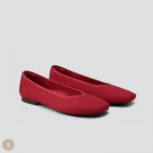 VIVAIA Margot 2.0 Square-Toe V-Cut Flache Schuhe Damen Rot Deutschland | AAI-6757