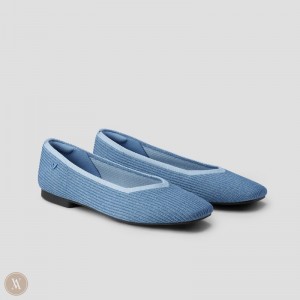 VIVAIA Margot 2.0 Square-Toe V-Cut Flache Schuhe Damen Blau Deutschland | MRW-6318