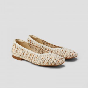 VIVAIA Margot 2.0 Square-Toe V-Cut Flache Schuhe Damen Nature Crochet Deutschland | ZCV-8012