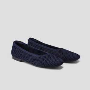 VIVAIA Margot 2.0 Square-Toe V-Cut Mesh Flache Schuhe Damen Navy Deutschland | AFG-8787