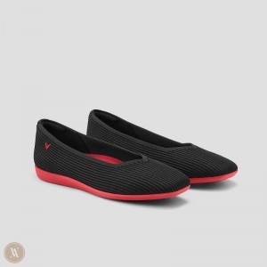 VIVAIA Margot CloudWalker Lightweight Square-Toe V-Cut Flache Schuhe Damen Schwarz Rot Deutschland | SHX-4151