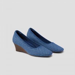 VIVAIA Margot Keil Pro Square-toe Keil Damen Denim Woven Deutschland | PGN-9088