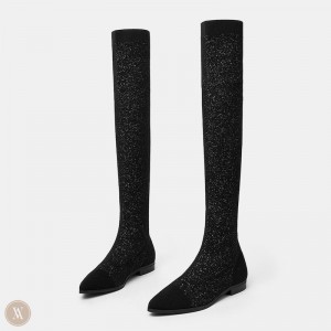 VIVAIA Michaelia Pointed-Toe Overknee Stiefel Damen Schwarz Deutschland | JYN-4914