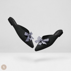 VIVAIA Molly Pointed-Toe Bow Mules Damen Schwarz Deutschland | CJJ-3640