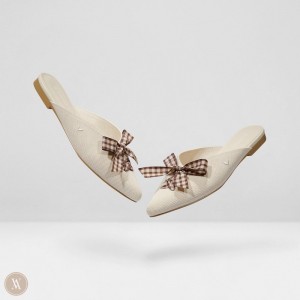 VIVAIA Molly Pointed-Toe Bow Mules Damen Weiß Weiß Deutschland | DQN-1970