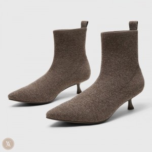 VIVAIA Naomi Pointed-Toe Stiefel Mit Absatz Damen Kaffee Grau Deutschland | AFL-8432