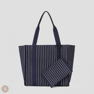 VIVAIA Sarah Cream Ivory Stripe Tasche Damen Navy Weiß Weiß Deutschland | DBJ-0123
