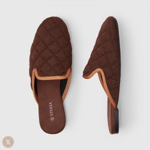 VIVAIA Sherry Round-Toe Quilted Mules Damen Dunkelrot Braun Deutschland | RJL-8613