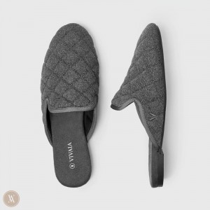 VIVAIA Sherry Round-Toe Quilted Mules Damen Grau Deutschland | ORK-0581