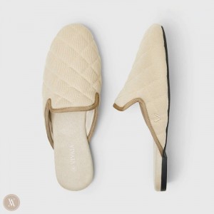 VIVAIA Sherry Round-Toe Quilted Mules Damen Weiß Weiß Deutschland | FXB-2883