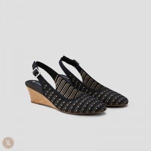VIVAIA Tamia Almond-Toe Slingback Keil Sandalen Mit Absatz Damen Schwarz Deutschland | QQL-9531