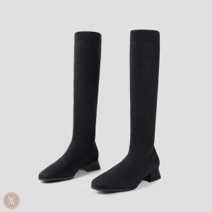VIVAIA Tara Knee-High Water Repellent Wollstiefel Damen Schwarz Deutschland | TGK-1854