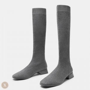 VIVAIA Tara Square-Toe Mid-Calf Stiefel Damen Grau Deutschland | BYP-2757